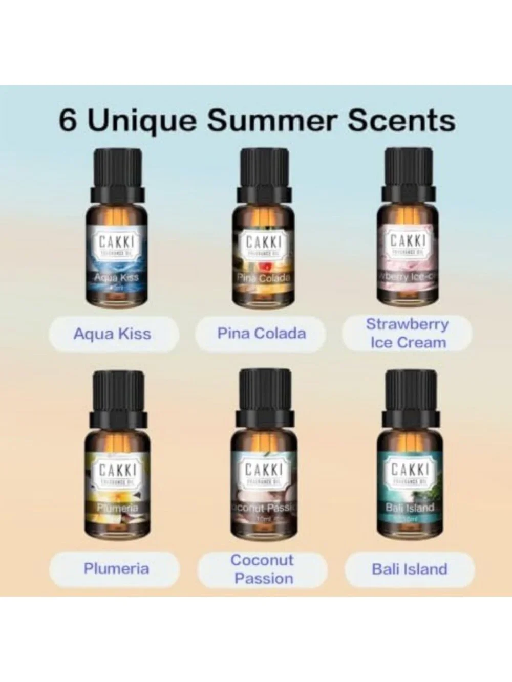 Summer Essential Oil Set - 6x10ml Aromatherapy Blends for Home Diffusers